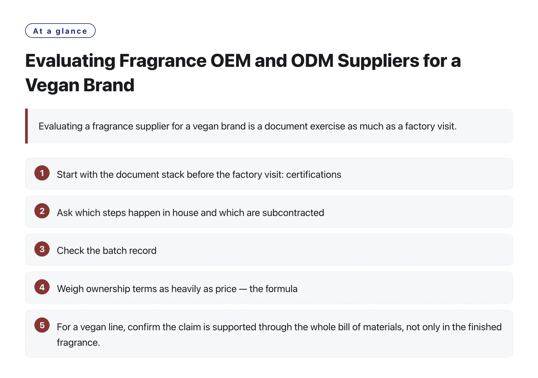 Evaluating Fragrance OEM and ODM Suppliers for a Vegan Brand——全文要点速览